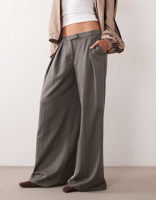 ASOS DESIGN pleat detail oversized tailored trouser in grey, 2 of 5