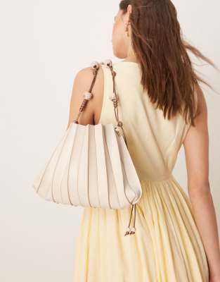 ASOS DESIGN PLEAT DETAIL SHOULDER BAG WITH RESIN BALL AND KNOT STRAP DETAIL 