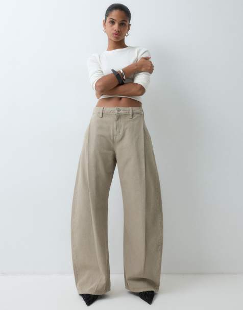 ASOS DESIGN pleat detail slouchy jean in tofu - view 1