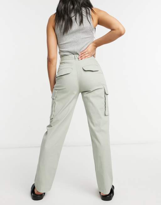 ASOS DESIGN cigarette chinos with pleats in gray