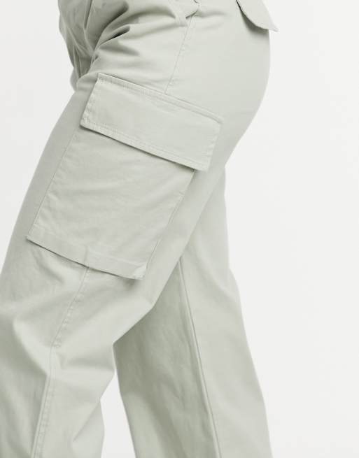 ASOS DESIGN pleat front chino with cargo pockets in sage