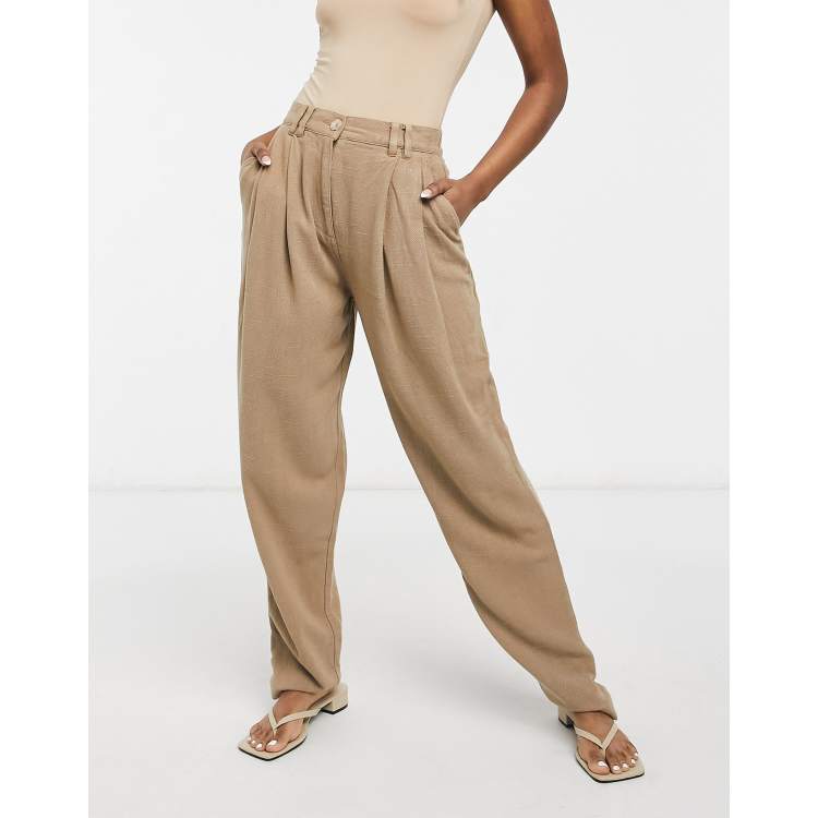 ASOS DESIGN low rise combat pant in washed khaki linen - ShopStyle