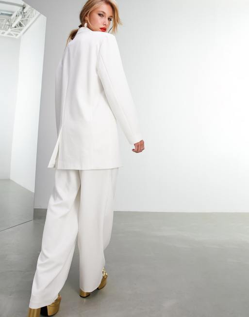 ASOS DESIGN pleat front wide leg wedding trouser in, 3 of 4