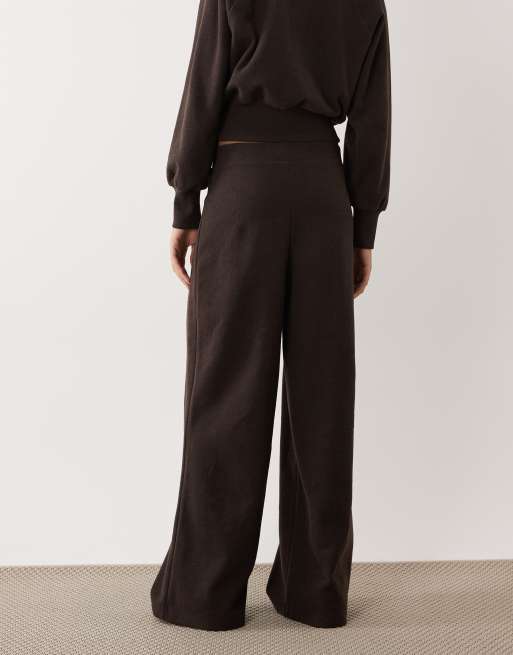 ASOS DESIGN pleat wide leg pants in brown (part of a set), 5 of 5
