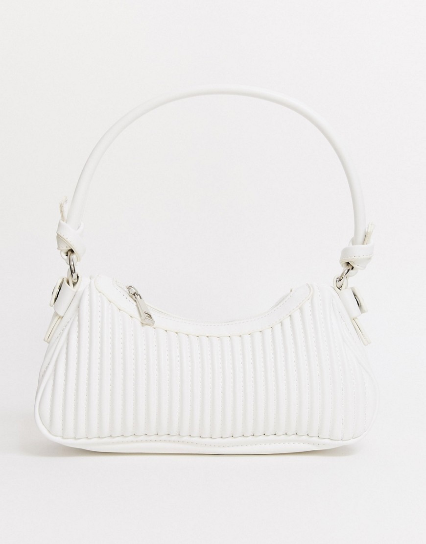 ASOS DESIGN pleated 90s shoulder bag in off white PU