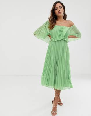 asos design pleated midi dress