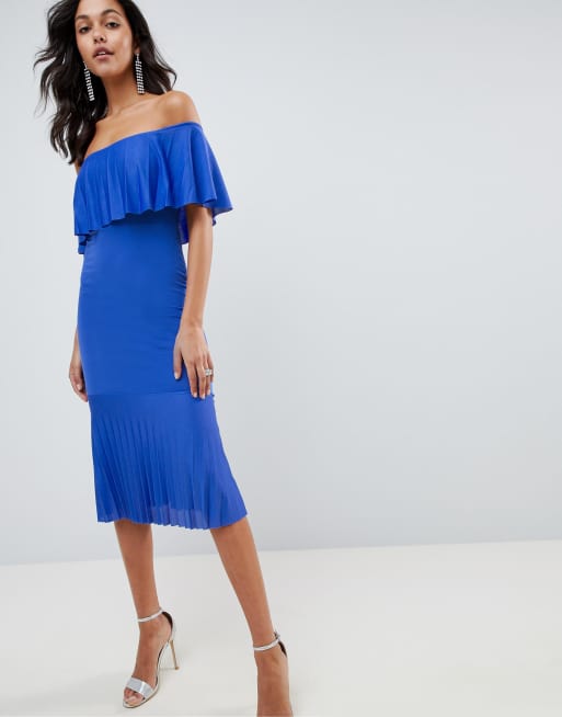 Bardot fishtail cheap midi dress