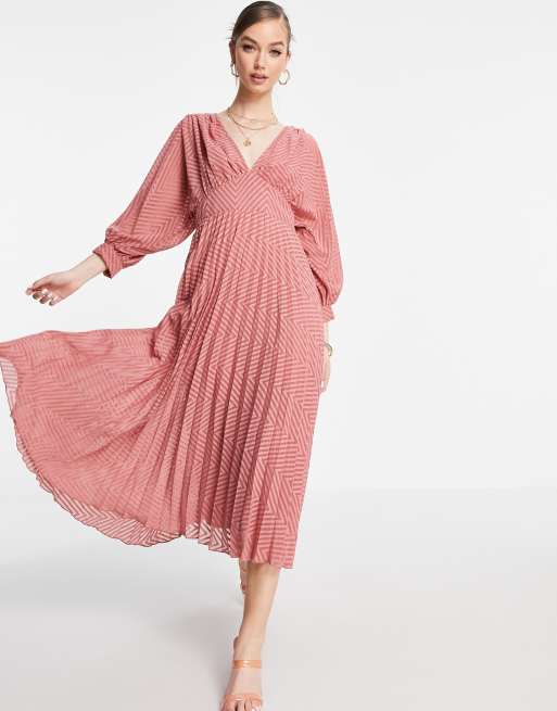 Asos pink shop pleated dress