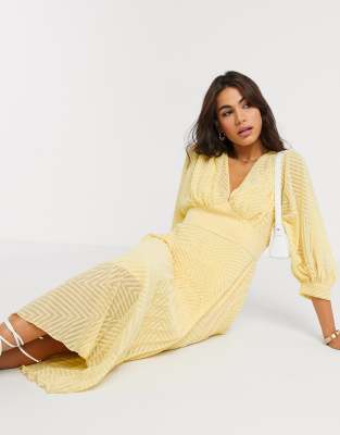 asos design pleated midi dress with batwing sleeves