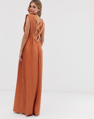 asos design maxi dress with wrap waist with horn detail in satin