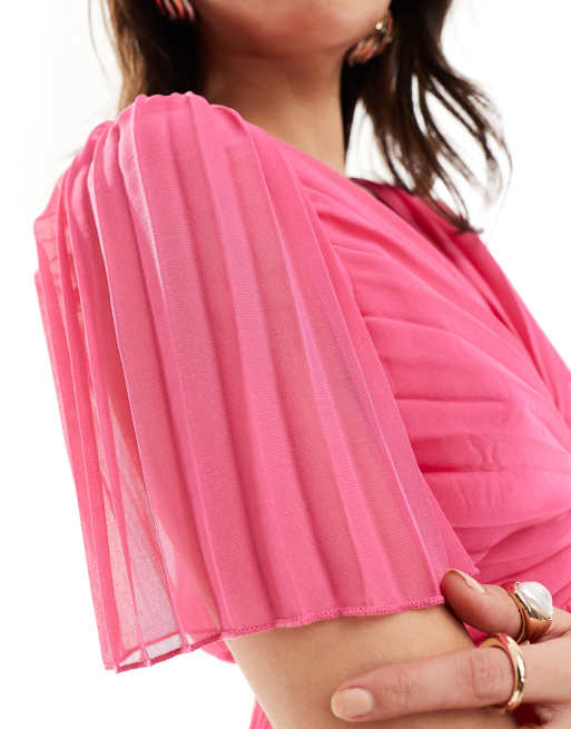 Pink pleated dress asos best sale