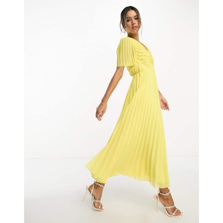 Warehouse yellow shop pleated dress