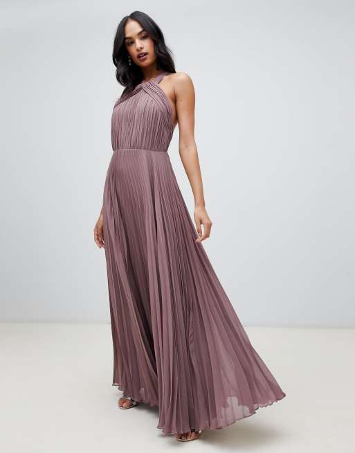 Asos Design Pleated Bodice Halter Maxi Dress Hotsell | cpshouston.net