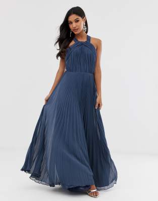 ASOS DESIGN pleated bodice halter maxi dress