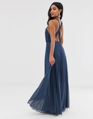 Asos design pleated bodice halter store midi dress