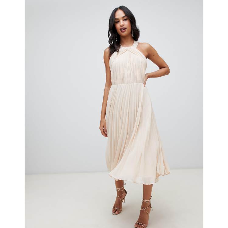 Asos design pleated shop bodice halter maxi dress