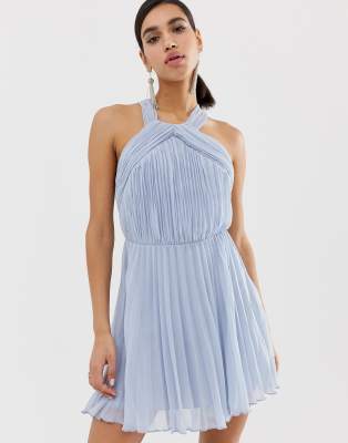 Asos design pleated bodice halter 2024 midi dress