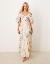 Mango capsule linen bandeau structured midi dress in buttermilk 