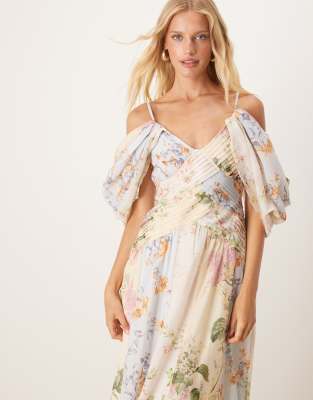 Asos Design Pleated Bodice Maxi Dress With Full Skirt