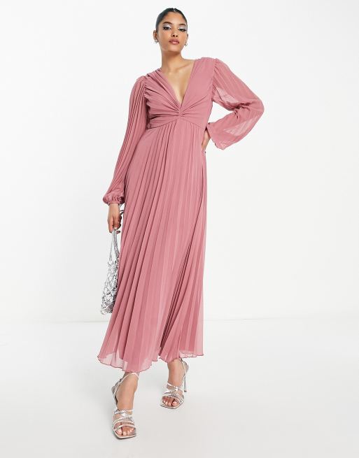 Rose pink cheap dresses long