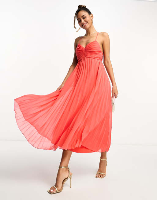 Asos coral shop bridesmaid dress