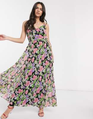 pleated cami maxi dress