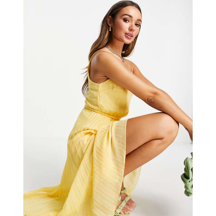 Asos yellow pleated store dress