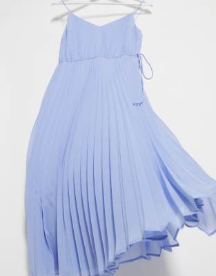 asos blue pleated dress