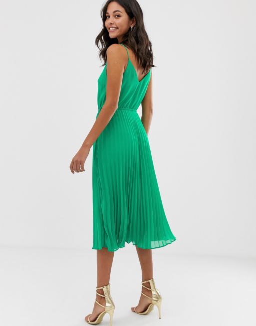 Green pleated dress clearance asos