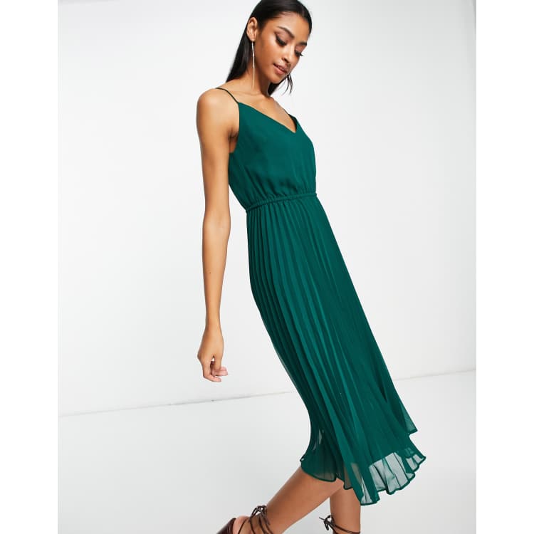 Asos design double layer best sale pleated cami midi dress