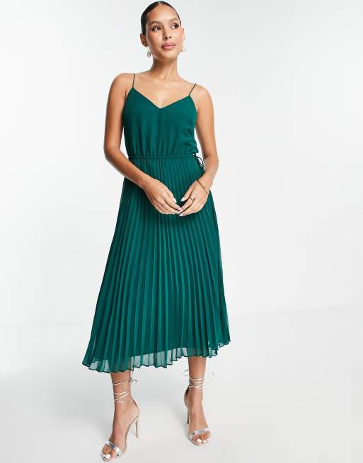 Asos design pleated skirt midi dress hotsell