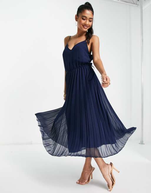 Cami pleated midi clearance dress