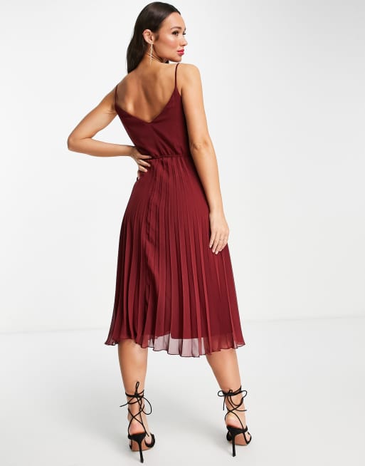 Asos design pleated cami cheap midi dress with drawstring waist