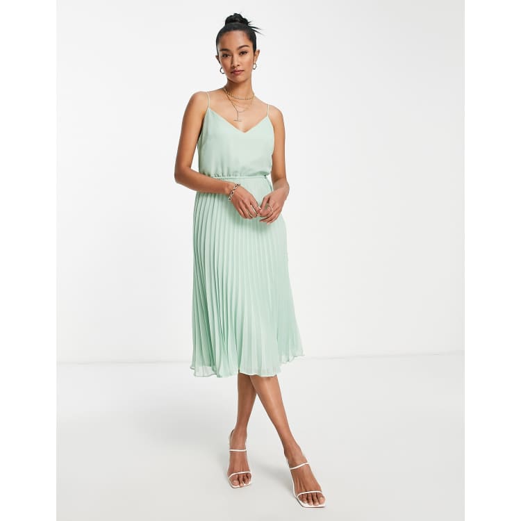 Asos green on sale pleated midi dress