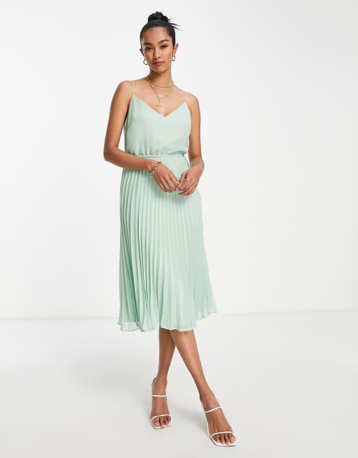 Asos green pleated outlet dress