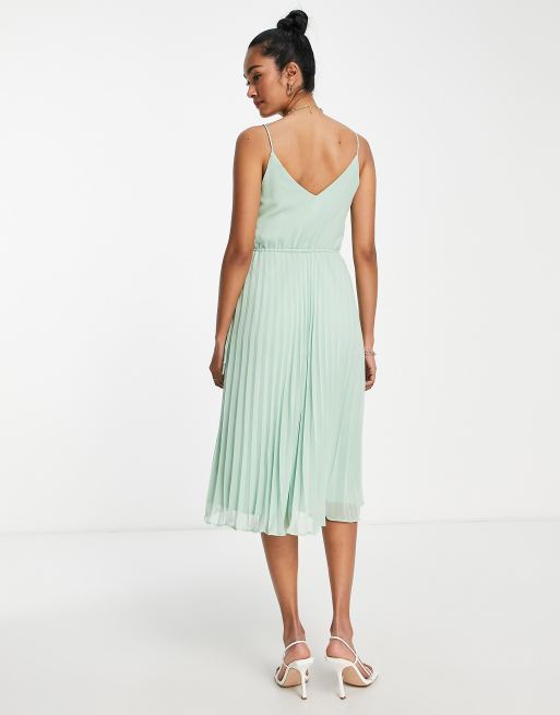 Asos design pleated cami 2025 midi dress with drawstring waist