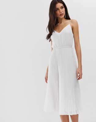 asos white pleated dress