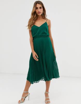 asos design pleated midi dress