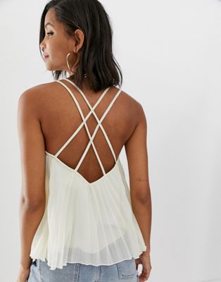 ASOS DESIGN pleated cami with cross back | ASOS