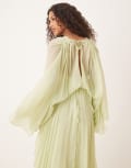[ASOS DESIGN] ASOS DESIGN pleated chiffon twist front maxi dress in apple green 6 Sage green