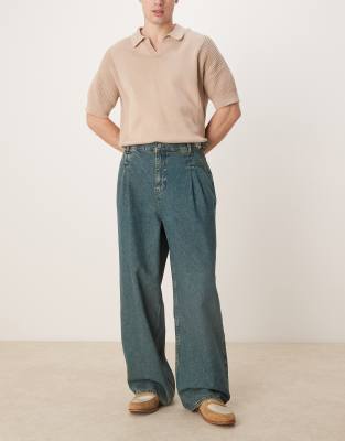 Asos Design Pleated Chino Pants With Side Ties-gray