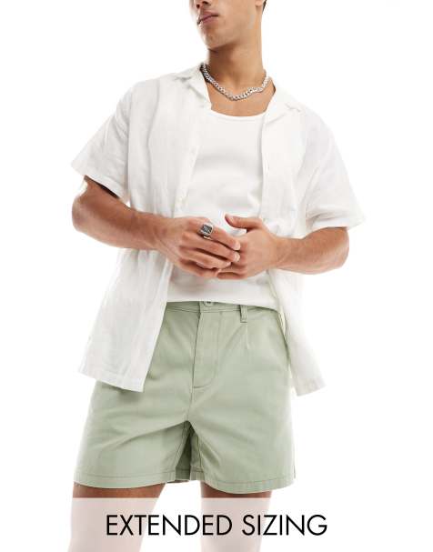 ASOS DESIGN pleated chino short in sage green - view 1