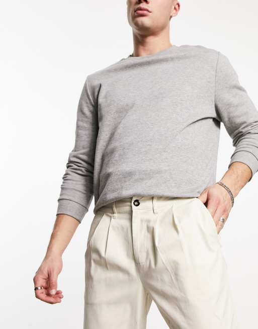 部品本体別売 エイソス ASOS DESIGN pleated chinos in light grey