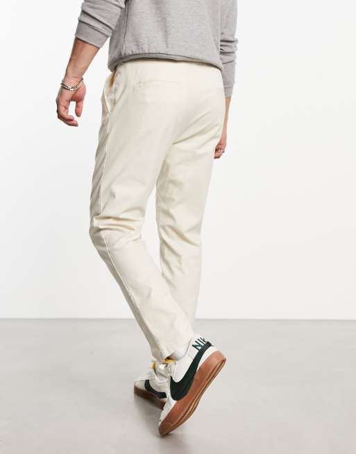 ASOS DESIGN pleated chinos in ecru