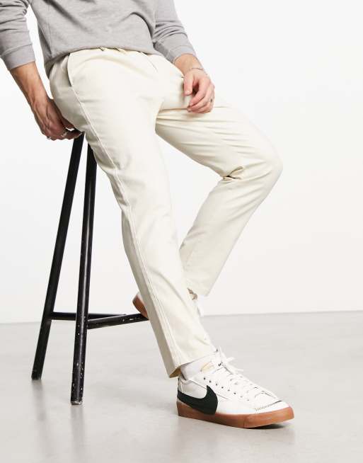 ASOS DESIGN pleated chinos in ecru