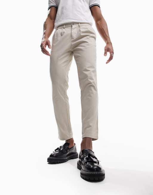 ASOS DESIGN pleated chinos in light beige | ASOS