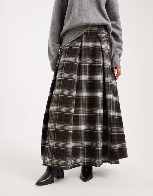 ASOS DESIGN pleated circle maxi skirt in check, 5 of 5