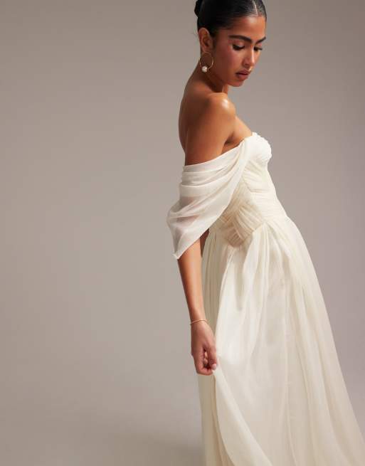 sachin and babi light blue dress ASOS EDITION Ayla embroidered bodice maxi wedding dress, Ivory