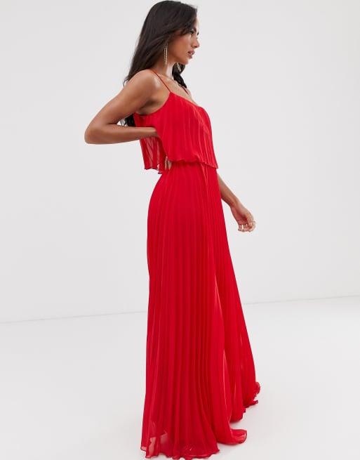 ASOS DESIGN pleated crop top maxi dress with scoop neck