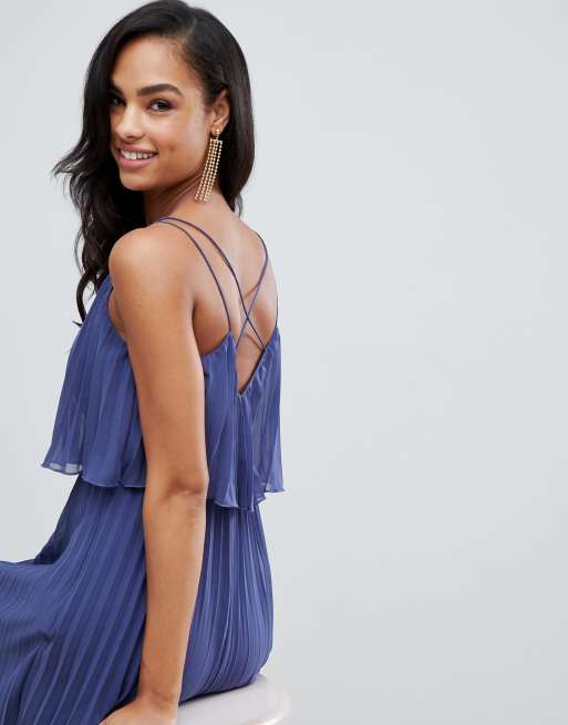 Asos design pleated crop top maxi dress sale